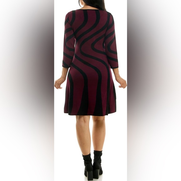 NWOT Nina Leonard Jacquard Long Sleeve Sweater Dress Size Large - Picture 2 of 9